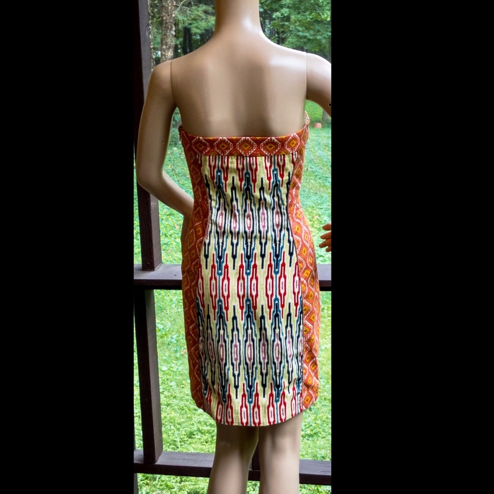 ▪️RACHEL▪️RACHEL ROY▪️Aztec Pattern Textile Cotton Strapless Mini Dress - Picture 2 of 5